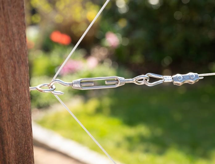 tensioned wire rope in the garden